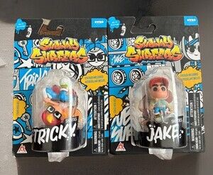 NEW NIP 2x SUBWAY SURFERS FIGURE JAKE + TRICKY SHORTIES 2" GRAFFITI GANG ART POP